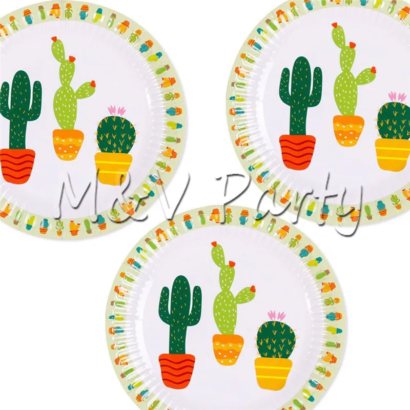 Новый кактус печати одноразовой посуды Cartton тема День Рождения для свадьбы или