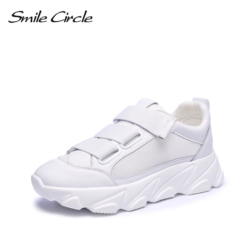 Smile Circle/2019 г. весенняя обувь на массивном каблуке женские кроссовки плоская