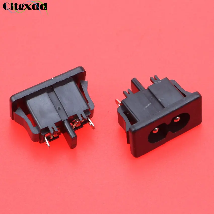 Cltgxdd 1PCS AC 250V 2.5A IEC320 C8 Male 2 Pins Power Inlet Socket Panel Embedded Black White | Обустройство дома