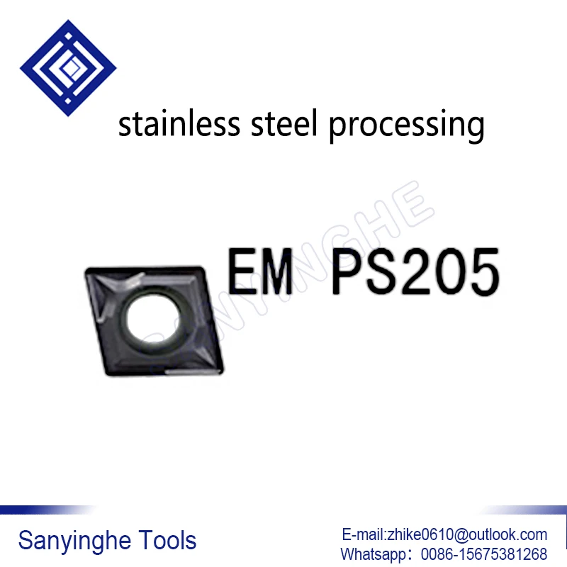 

DCMT11T304-EM PS205 free shipping high quality sanyinghe 10pcs/lots cnc carbide turning inserts for stainless steel