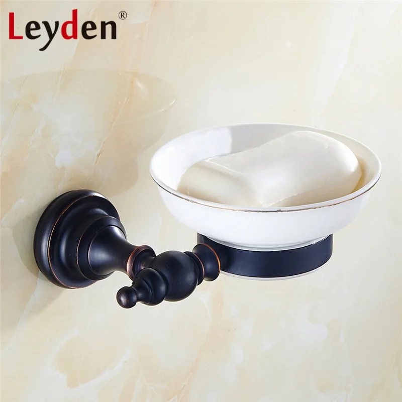 Leyden Твердый латунный черный настенный держатель для мыла мыльница корзина с