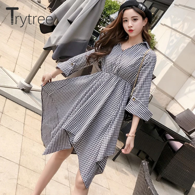 Комплект из жилетки и платья Trytree женский в клетку для офиса| |