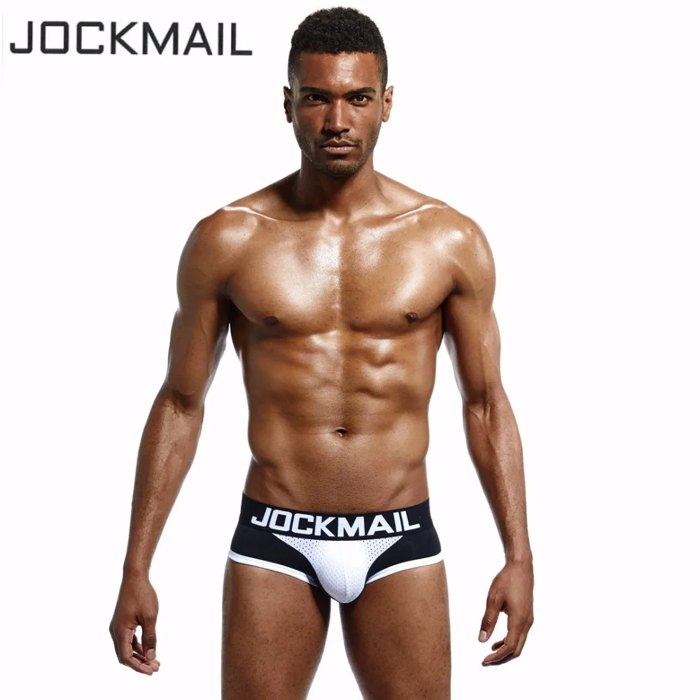 JOCKMAIL Мужские дышащие брифы с выпуклыми чашками сексуальные нейлоновые сетчатые