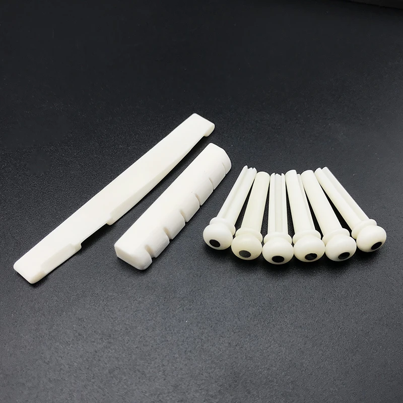 Bone B Kit 6 шт. Акустическая гитара палисандр чистая кость/черное дерево/розовое дерево/Cocobolo Мост Pin набор из чистой кости мост Гайка Седло - Цвет: Bone B Kit