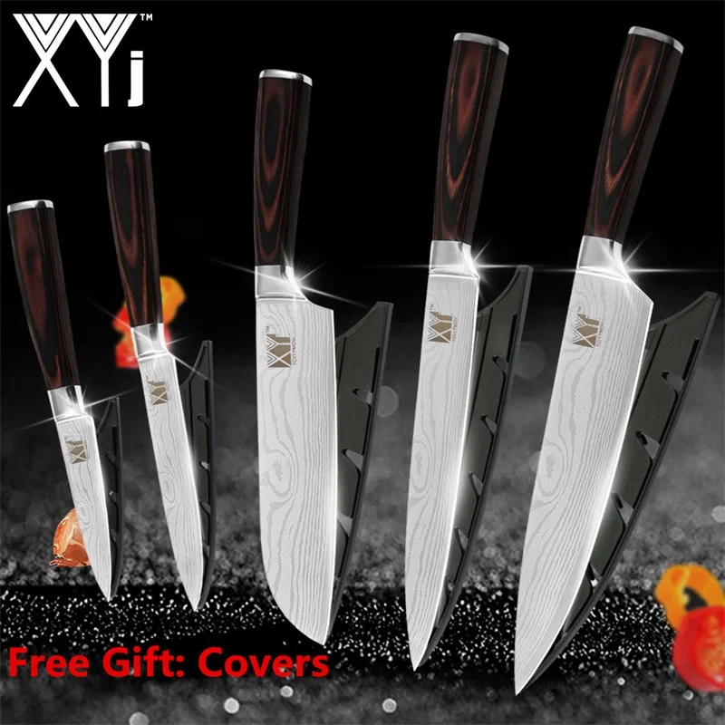 B. 5 Pcs Set XYj кухонные ножи, нож из нержавеющей стали, инструменты, Новое поступление, цветов, деревянная ручка, инструменты для приготовления фруктов, овощей, мяса, аксессуары - Цвет: B. 5 Pcs Set