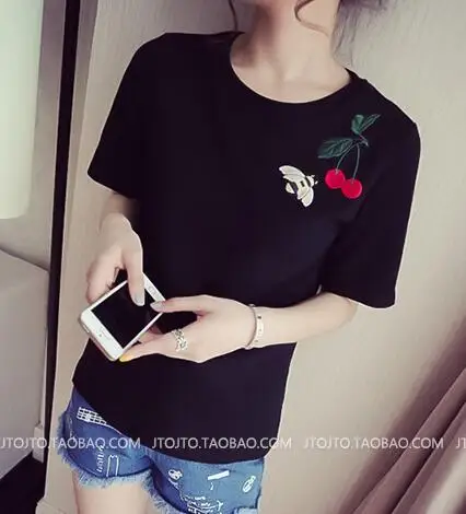 HGFS 2019 летняя футболка Женские топы персиковый ананас банан вишневый фрукт яркие