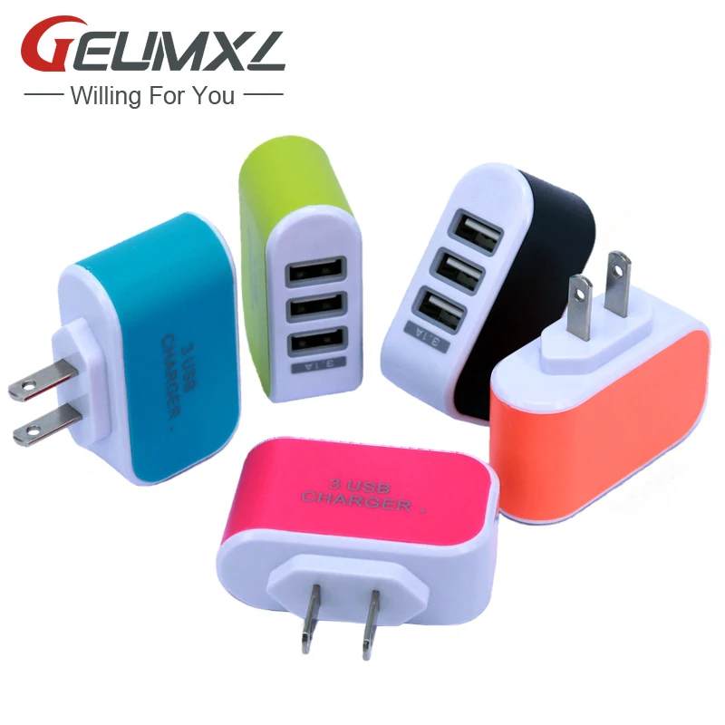 

3 usb ports 3A US USA AC home wall charger adapter power plug for iphone 4 5 6 for samsung s3 s4 note 2 3 for htc