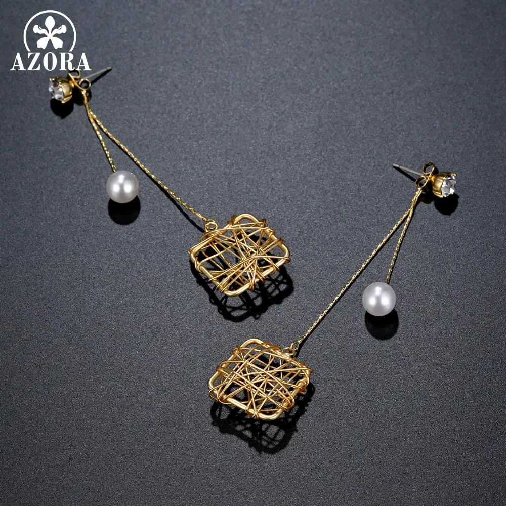 AZORA Luxury Pear Cut Red Cubic Zirconia Big Long Gourd Drop Earrings for Women Wedding Engagement Fashion Jewelry Gift TE0393-1 | Украшения