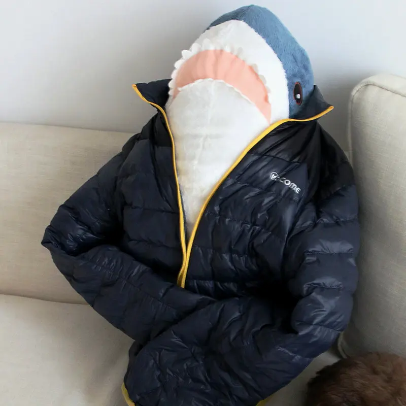 

Ins Hot 50" Giant Size Shark Stuffed Pillow Sea Animal Blue Cushion Lifelike Pillow Soft Fish Doll Russia Popular Trick Toy Xmas