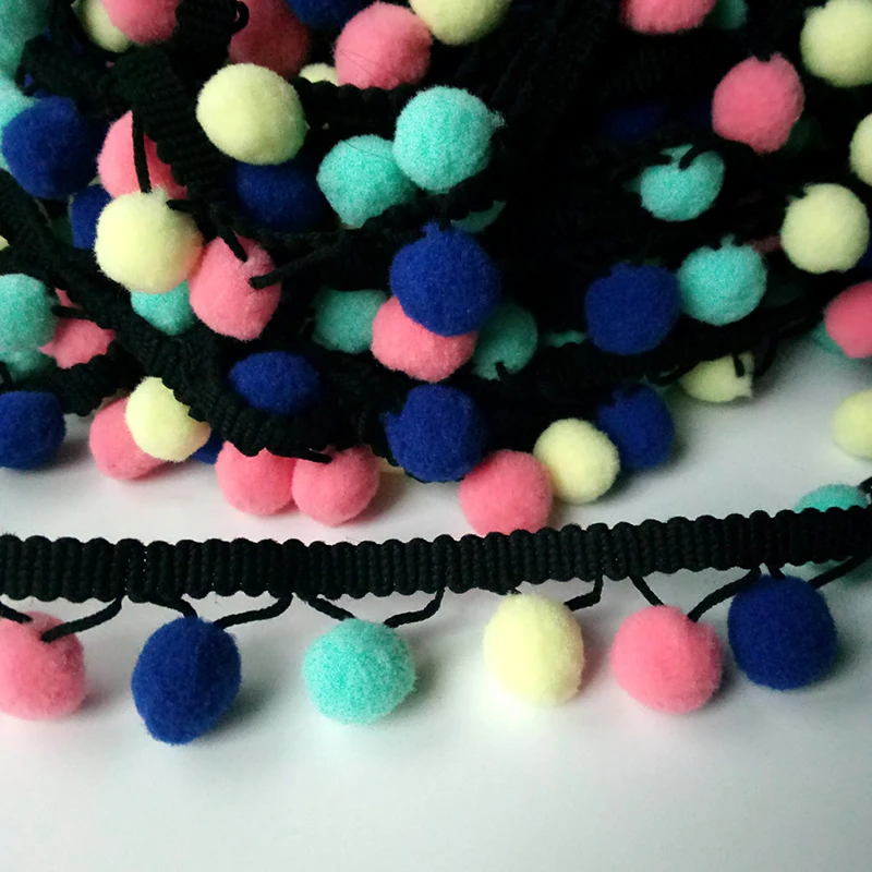 10 ярдов Радуга Pom pom кружевная отделка мяч швейная одежда аксессуары бахрома Лента отделка помпоны DIY ремесла для свадебного декора - Цвет: G