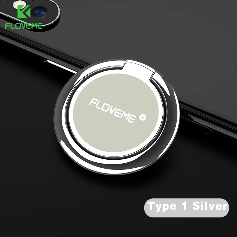 Type 1 Silver FLOVEME Универсальный 360 металлический держатель телефона с кольцом на палец для iPhone X XS MAX 11 7 сильная адсорбционная Подставка для samsung huawei Xiaomi - Цвет: Type 1 Silver