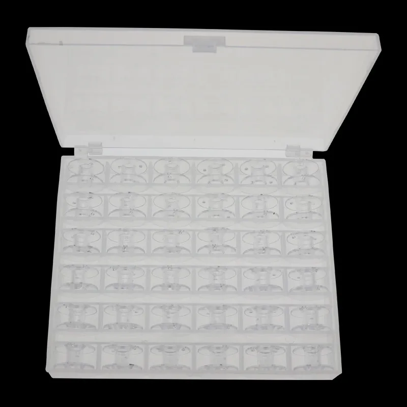 36PCS Transparent 36 шт. катушки для швейных машин из нержавеющей стали катушки пустые катушки Швейные ленты lineMachine пластиковый ящик для хранения - Цвет: 36PCS Transparent