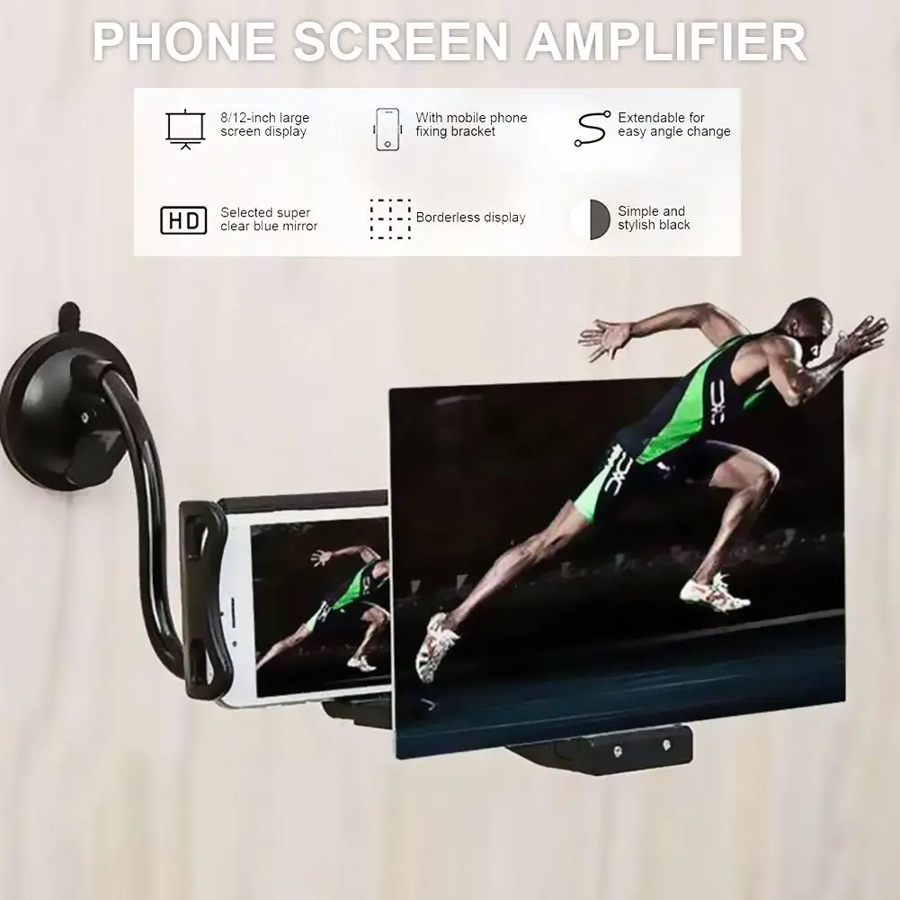 Universal 3D HD Mobile Phone Screen Enlarge Magnifier Movies Amplifier With Bluetooth SpeakerPhone Bracket Stand Holder Desktop | Мобильные