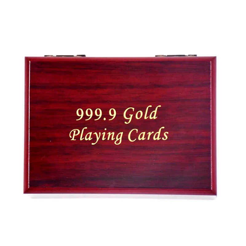 Золотые игральные карты из фольги с деревянной коробкой волшебные трюки 24K