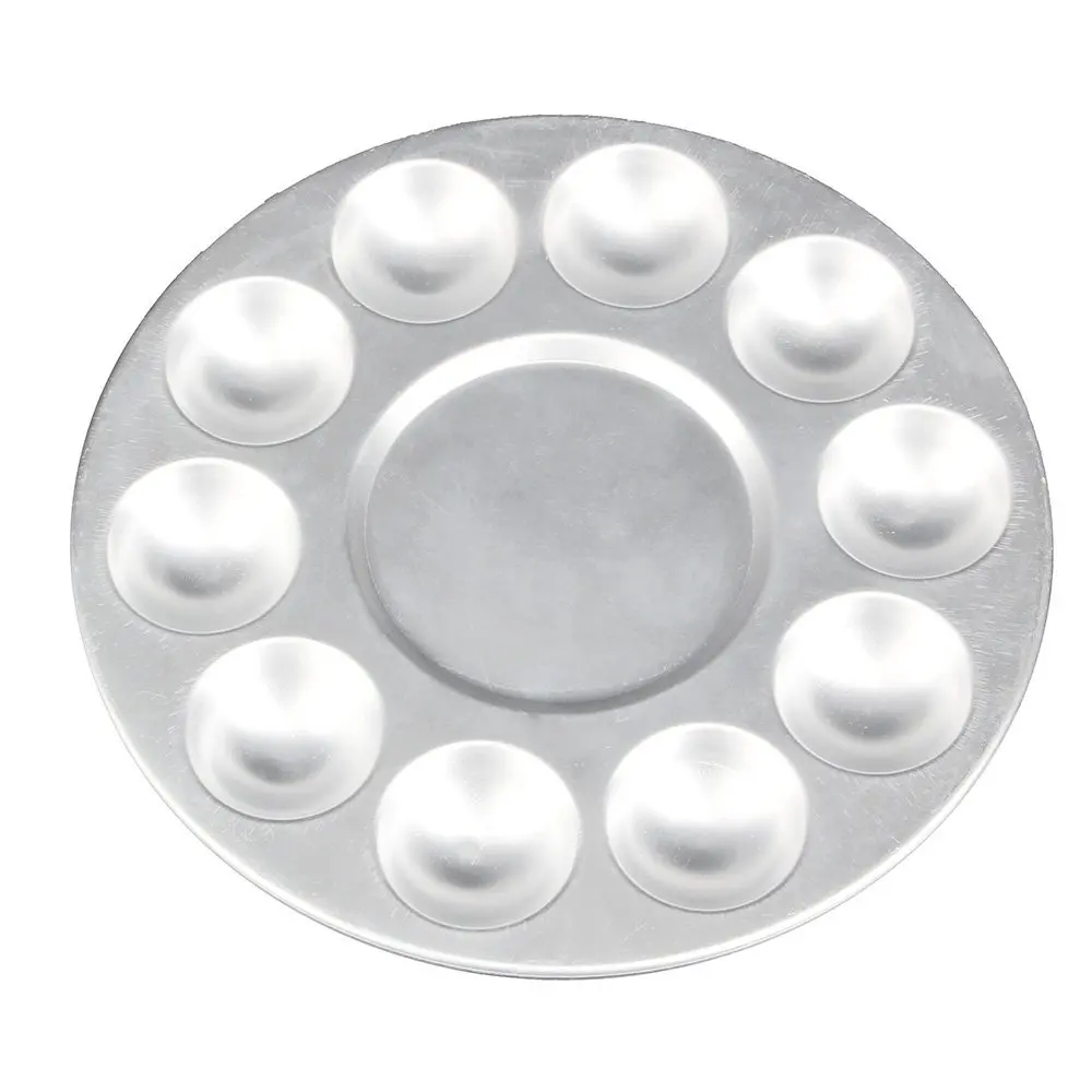 Round with 10 cells ELECOOL, 3 размера, палитра из алюминия, макияж, лак для ногтей, смешивающая пластина, основа, тени для век, смешивающая палитра - Цвет: Round with 10 cells