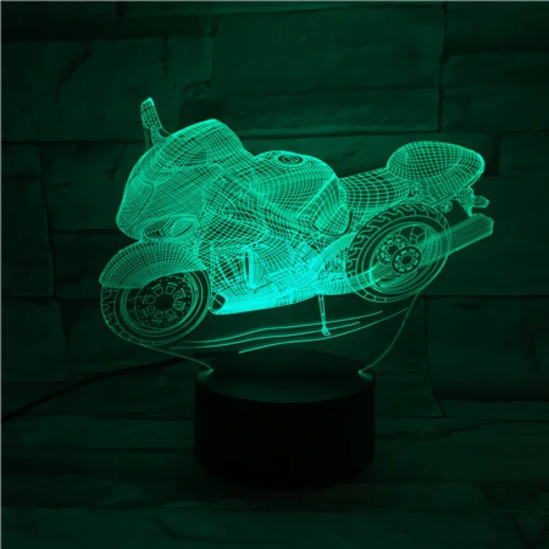 Крутой 3D ночник для мотоцикла настольная лампа иллюзисветильник льник RGB