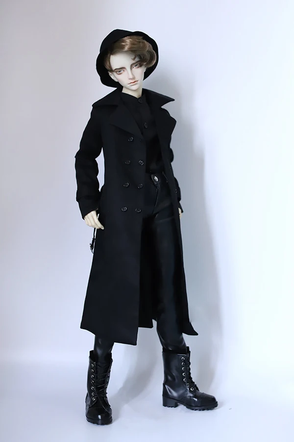 Черное двубортное пальто BJD с поясом подходит для куклы 1/3 1/4 SD17 SSDF аксессуары