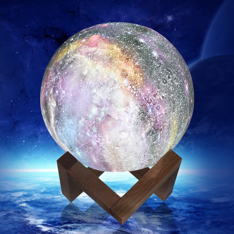 Окрашенный звездное небо светодиодный 3D лунный ночник перезаряжаемый 3/7
