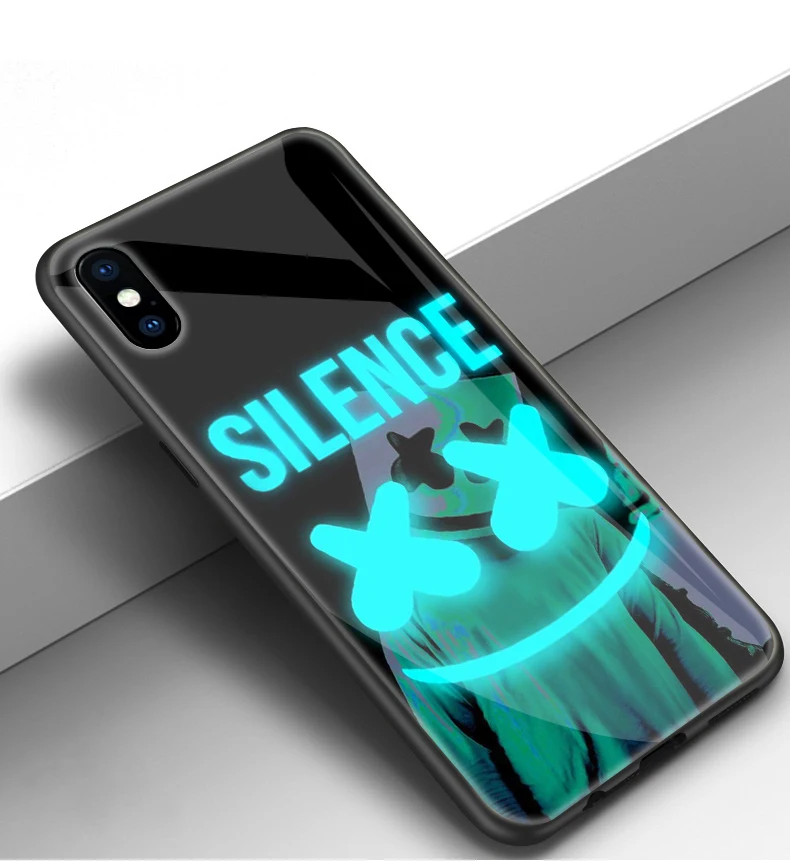 Закаленное стекло мягкий ТПУ чехол для телефона iPhone 6 S 7 8 s plus MAX XR XS X10 Marshmello dj