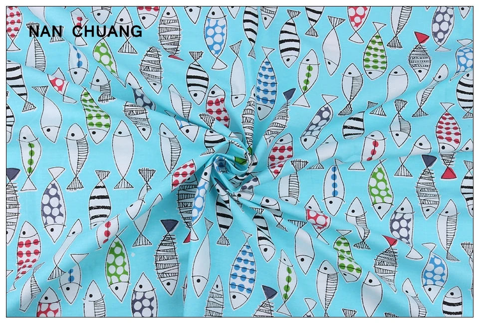 Nanchuang, 7 шт./лот, серия рыб, хлопковая ткань, Лоскутная Ткань для рукоделия, ручная работа, для шитья, для детей, материалы 20x25 см