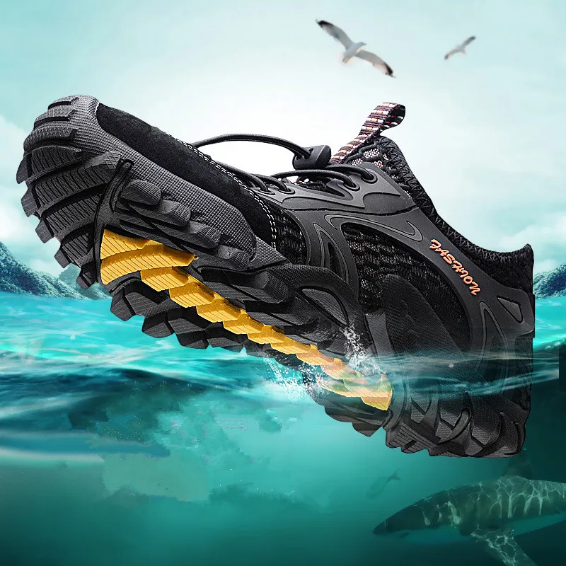 Мужская пляжная обувь прогулочная сетчатые Нескользящие дышащие сандалии