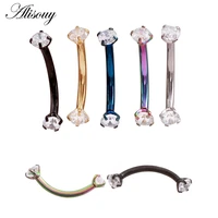 alisouy 1pc 16g surgical steel 3mm crystal zircon eyebrow body piercing curved barbell lip ring snug daith helix rook earring