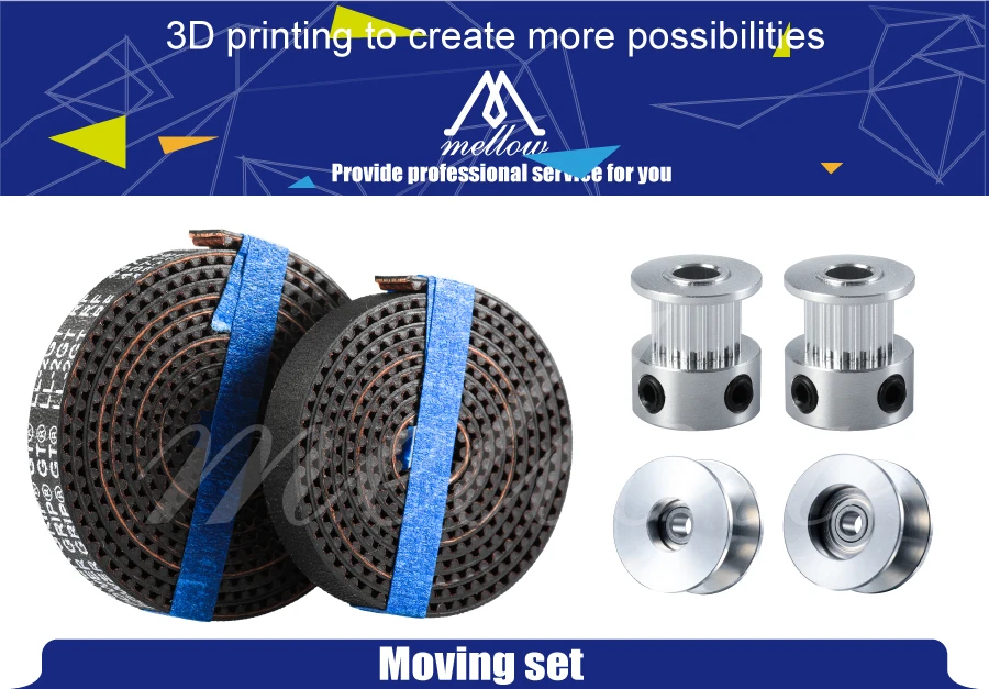 MELLOW настроить Prusa i3 MK2S/MK3 3d принтер натяжной шкив, 16 зубчатый шкив, GT2 ширина 6 мм GATES-LL-2GT синхронный ремень ГРМ
