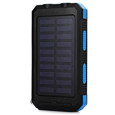 Black blue 20000mAh Portable Dual LED Light Solar Power bank For Xiaomi Waterproof External Battery Charger Powerbank For iPhone Samsung - Цвет: Black blue