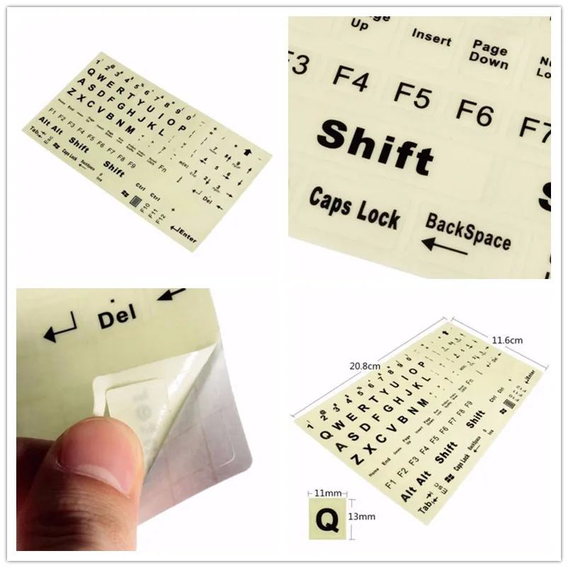 1 шт. светящаяся английская стандартная клавиатура наклейка обычный ПК ноутбук