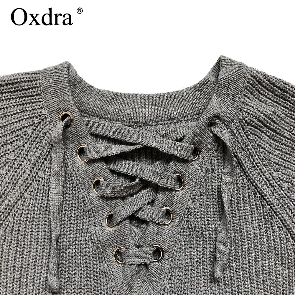 Oxdra пуловер осень-зима женские вязаные свитера с длинным рукавом Свободные