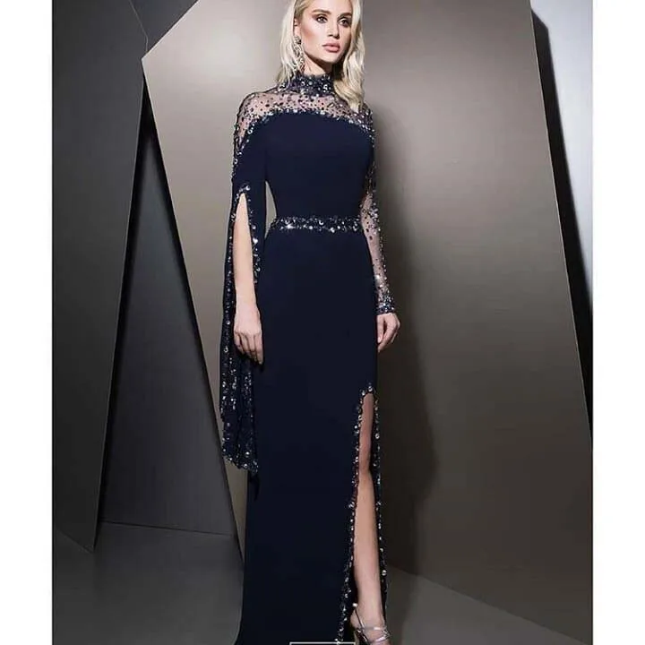 Соблазнительные вечерние платья с высоким воротником вышивкой бисером