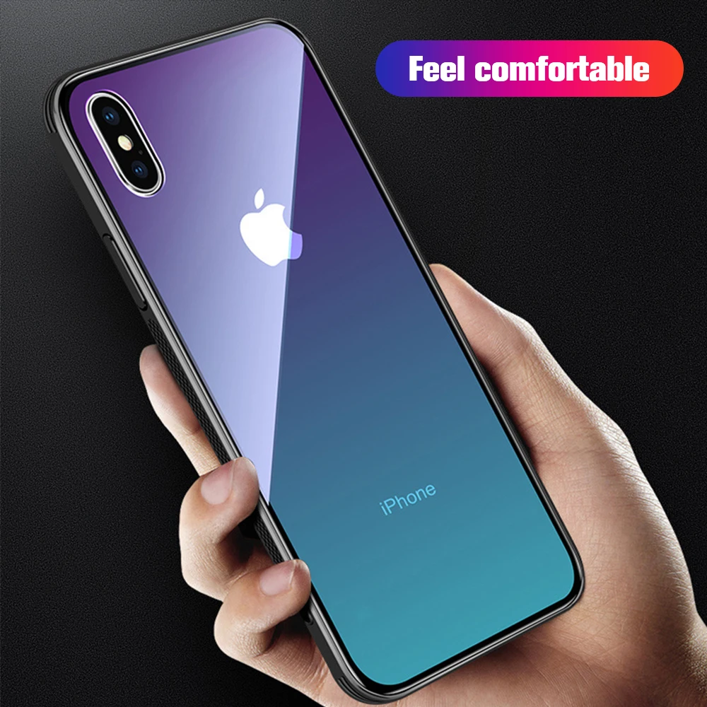 Градиентные чехлы для Iphone Xr из закаленного стекла X 8 7 6 6S Plus XR XS MAX умные аксессуары