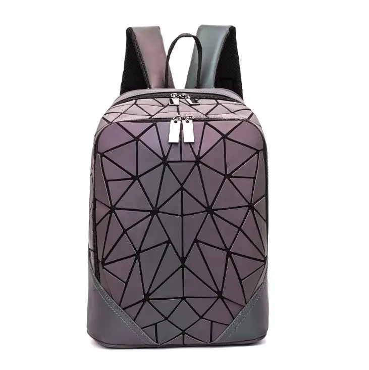 Luminous backpack Светящийся набор, женский рюкзак, стеганый, в клетку, школьные рюкзаки для девочек-подростков, школьные сумки, голографические, Mochila, клатч, кошелек - Цвет: Luminous backpack