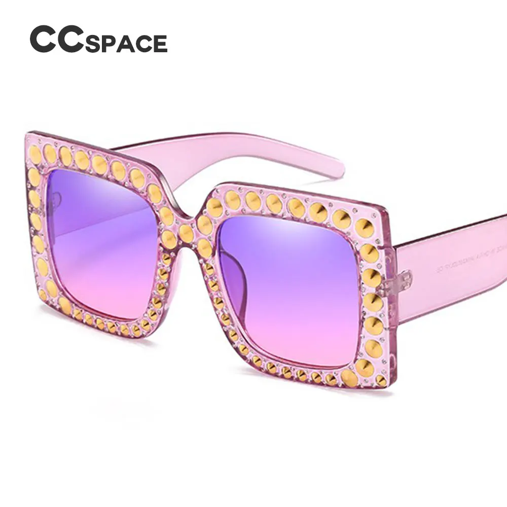 CCSPACE 57g Квадратные Солнцезащитные очки с заклепками женские Брендовые ретро