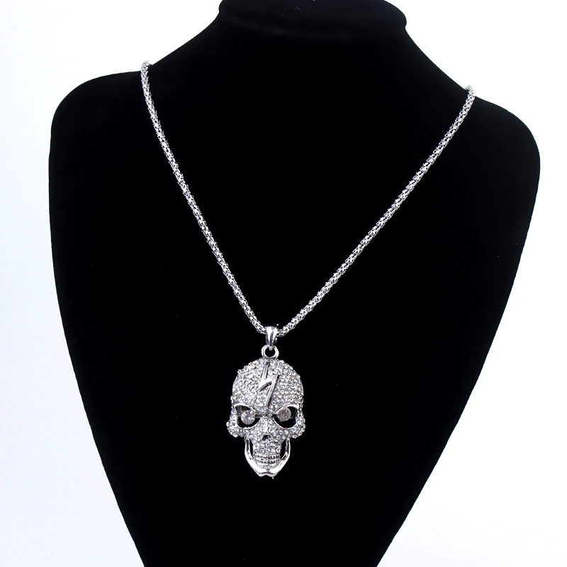 Череп серебряного цвета длинные ожерелья и подвески стимпанк хрустальные