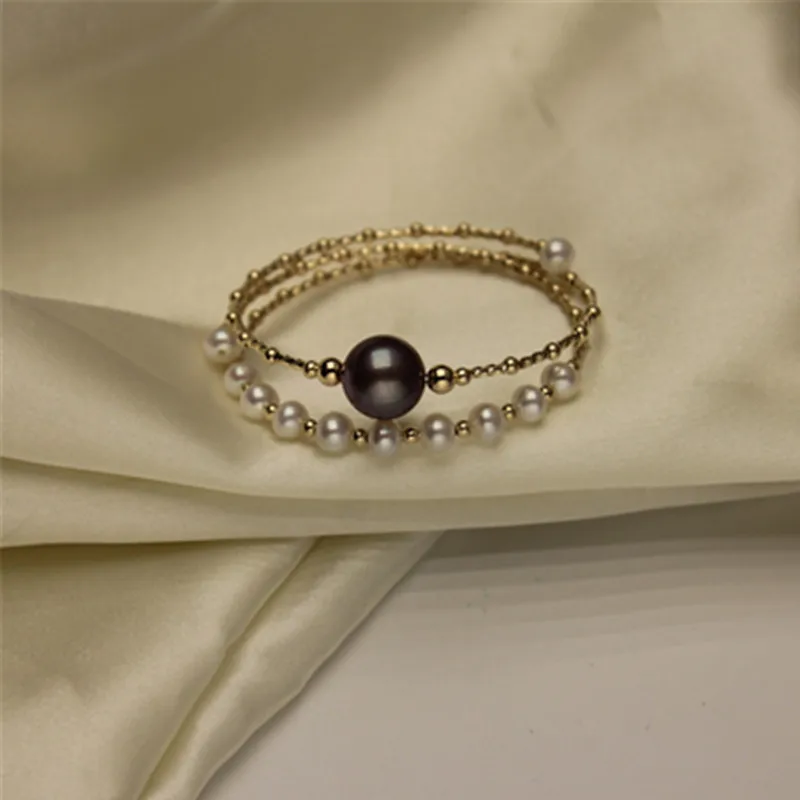 11mm Black Pearls 5-6mm White Freshwater Bracelet Adjustable Sterling Silver Pearl Jewelry Affordable Size | Украшения и