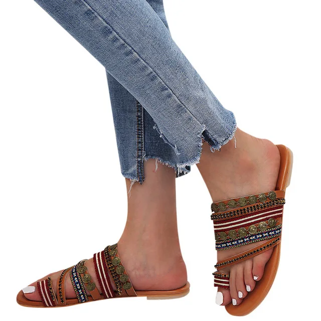 vinapobo women slippers summer sandals outdoor platform open toe rhinestone flat casual 2018 | Обувь