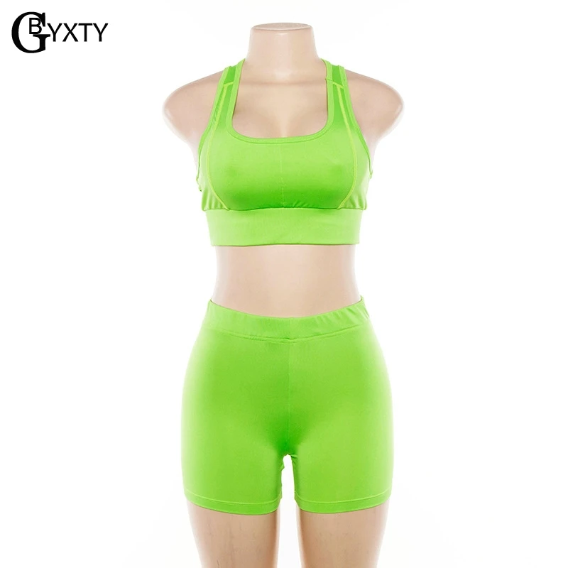 GBYXTY неоновый цвет 2 шт. комплект Oufits женский летний топ на бретелях и шорты