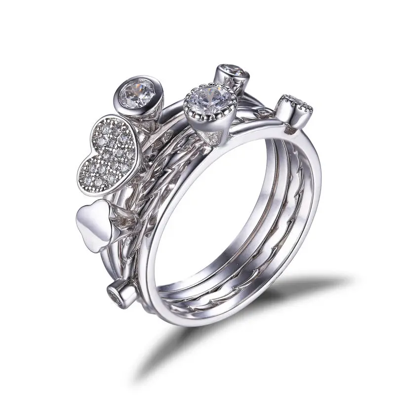 Jewelrypalace сердце любовь годовщина обручальное кольцо 4 устанавливает настоящее
