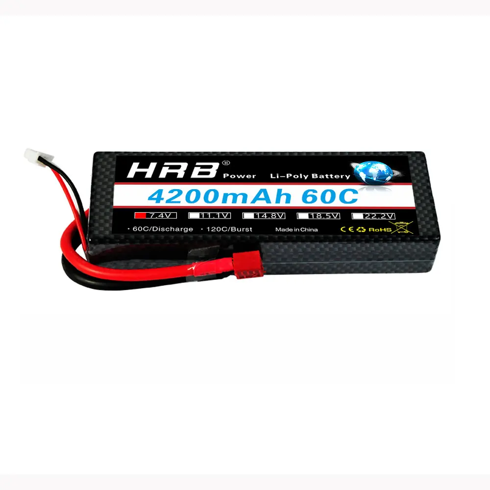 

HRB Lipo Battery 2S 3S 4S 5S 6S 3.7V 7.4V 11.1V 14.8V 18.5V 22.2V 4200MAH 60C 120C Hard Case for Traxxas Car 1/10 Scale Car Boat