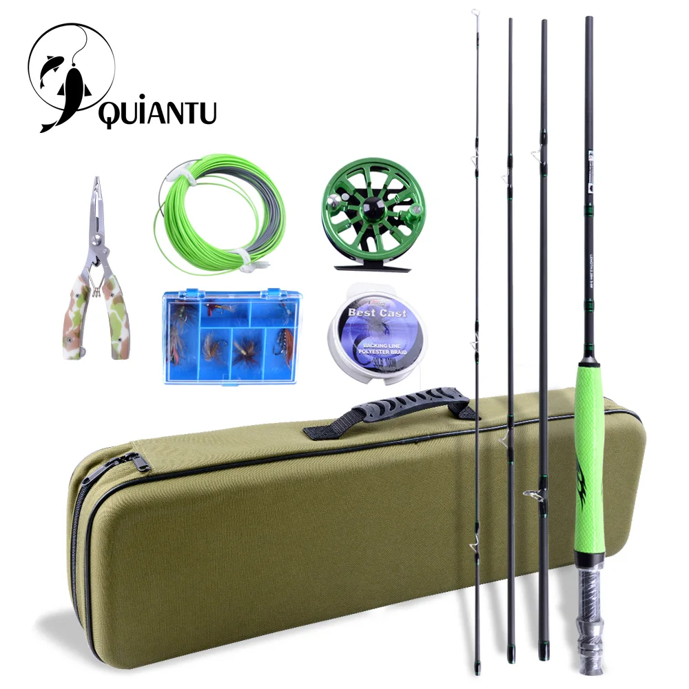 QUIANTU Fly рыболовный набор 2 28 м/2 7 м Удочка 5/6 WT ЧПУ Прецизионный Алюминий катушка Pesca