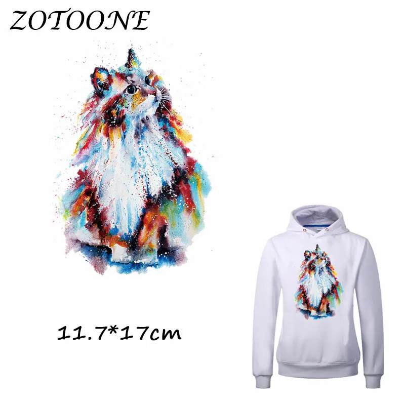 

ZOTOONE Iron on Stickers Patch for Clothes Colorful Cat Animal Patch DIY Accessory A-level Heat Transfer Iron Stickers Appliques