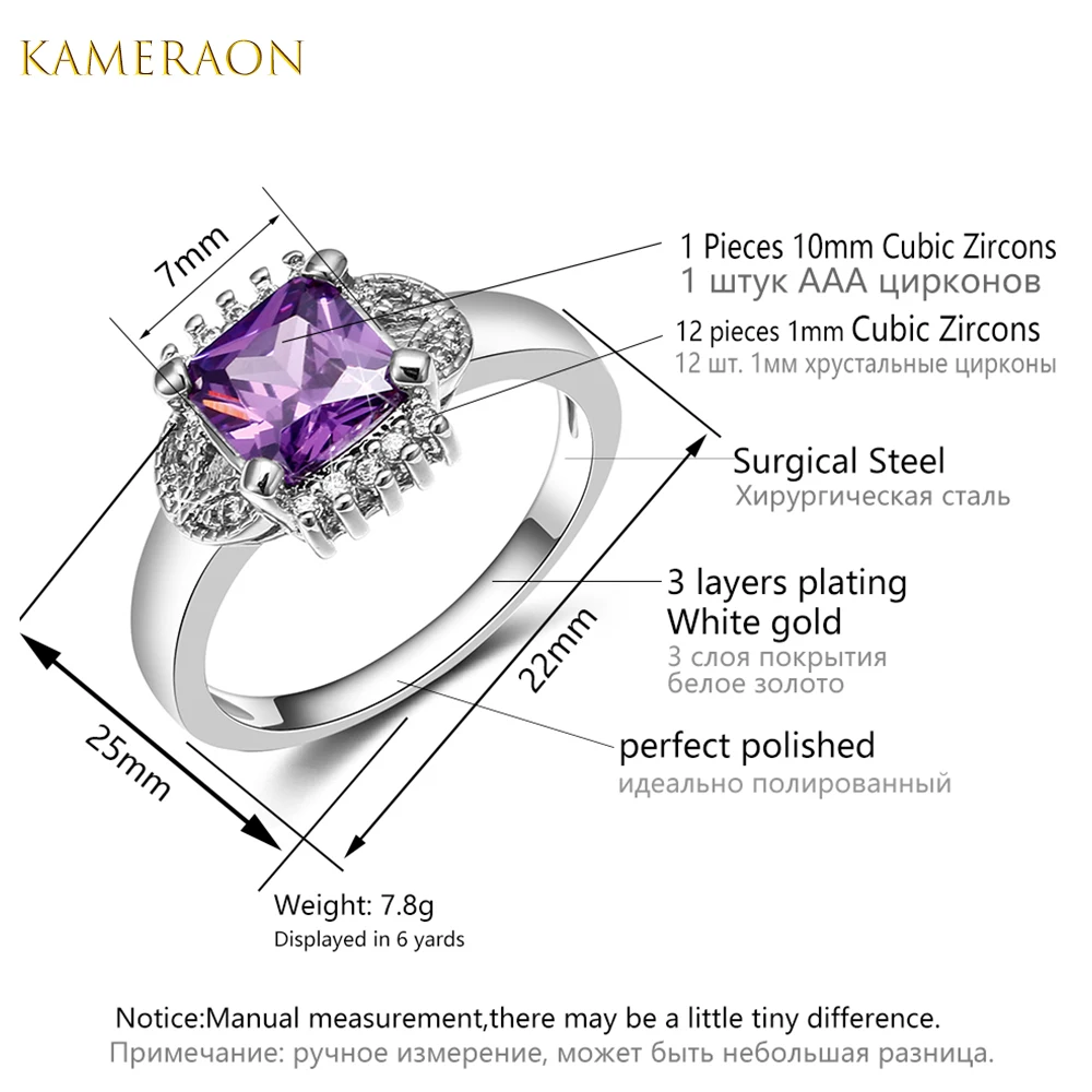 KAMERAON Fashion Jewelry Zirconia Ring Women Love Finger Anel Mood Wedding Delicate Rings Engagement Promise | Украшения и