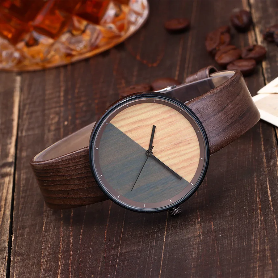 Часы Vansvar женские кварцевые под дерево роскошные винтажные простые с имитацией