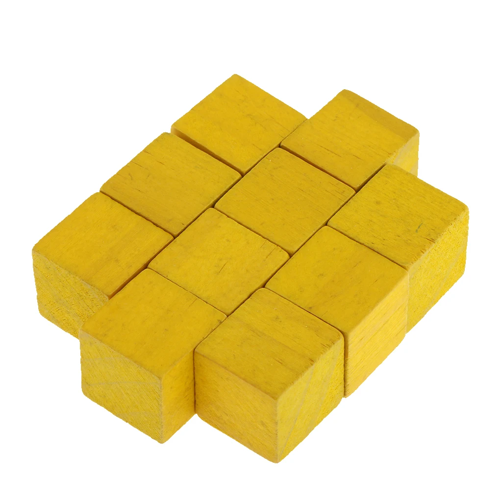 Yellow 10 шт. 20 мм квадратные деревянные блоки кубики из дерева украшения для детей сделай сам, поделки ручной работы изделия из дерева - Цвет: Yellow
