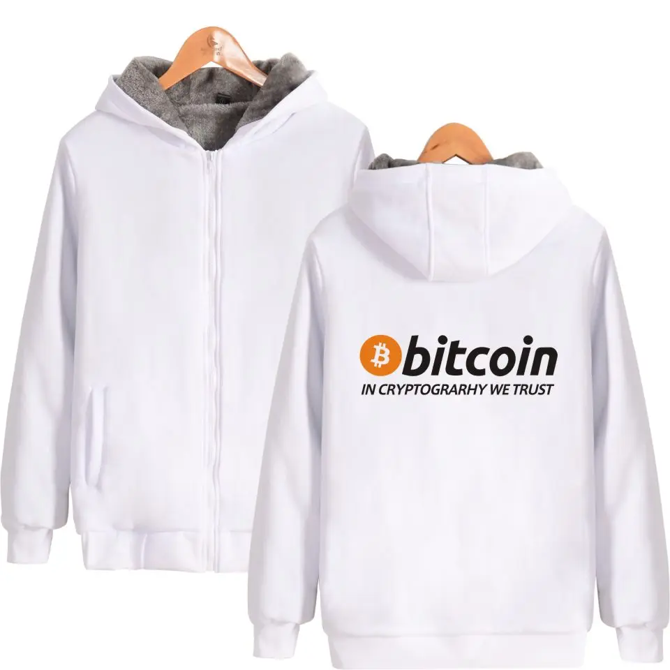 Толстовка с капюшоном Bitcoin In Cryptograrhy We Trust Повседневная теплая толстовка для