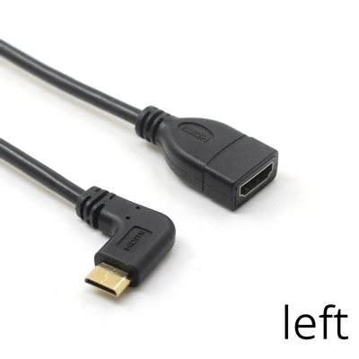 Left 10 см вверх вниз влево угловой мини HDMI Мужской к HDMI Женский Кабель для портативных ПК HDTV Тип C hdmi мини hdmi угол адаптер 0,1 м - Цвет: Left