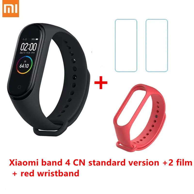 4 n 2 fil n red str Xiaomi Mi band 4 smart AI фитнес-трекер для измерения сердечного ритма 50 м водонепроницаемый сенсорный цветной экран Bluetooth 5,0 браслет - Цвет: 4 n 2 fil n red str