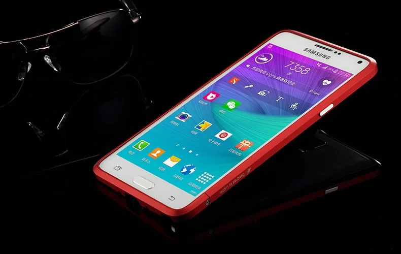 Luphie роскошный ультра тонкий алюминиевый бампер чехол для samsung Galaxy Note 4 N910F N9100 чехол+ 2 пленки(1 передняя+ 1 задняя