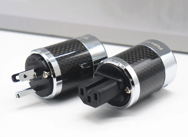Фото YJhifi NCF углеродное волокно с родиевым покрытием DIY AC Power Электрический Штекерный гнездовой разъем IEC US Plug №5